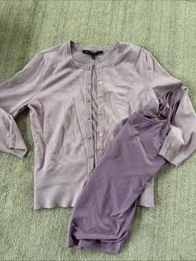White House Black Market Lilac Snap-Front Cardigan and Tank Too sz Medium